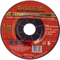 2 IN 1 GRINDING and CUTTING DISC 115MM X 2.8 X 0.22 STEEL/SS/PVA/ALU/STO