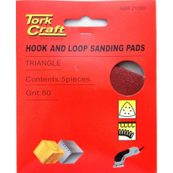 SANDING TRIANGLE VELCRO SHEET 60GRIT 94 X 94 X 94MM 5/PACK WITH HOLES