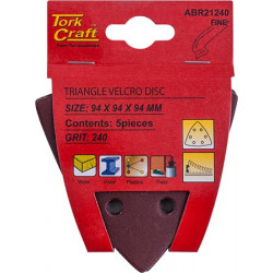 SANDING TRIANGLE VELCRO SHEET 240GRIT 94 X 94 X 94MM 5/PACK WITH HOLES