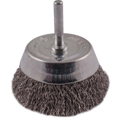 WIRE CUP BRUSH 63MM 6MM SHAFT STAINLESS STEEL