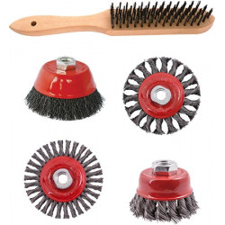 WIRE BRUSH ANGLE GRINDER KIT M14 CRIMPED and KNOTTED SET 5PCE HAND BRUSH