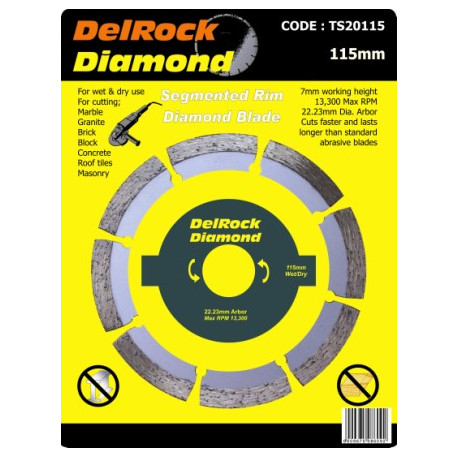 DIAMOND BLADE 115MM SEGMENTED DELROCK